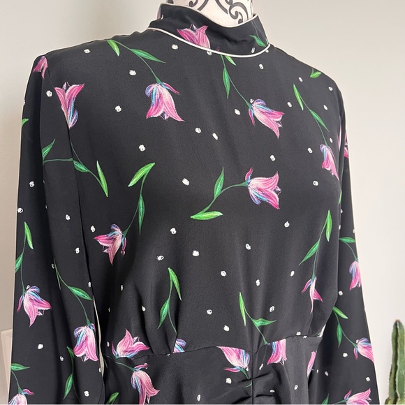 RIXO London Gabrielle Dress, Ruffled Floral Print Silk Maxi Dress Size XL - Picture 5 of 16